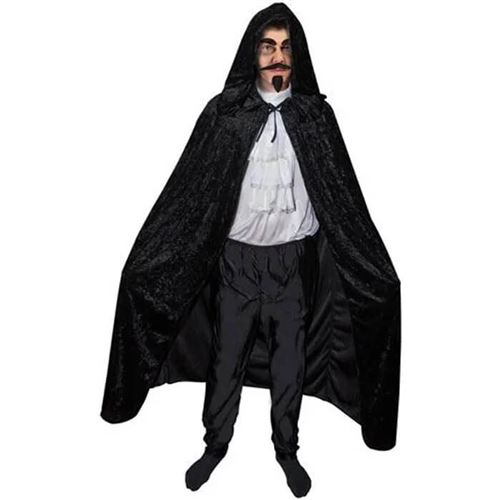 Cape Harry Potter Adulte Cape Vampire Velours Noir - Capuche - Carnaval Halloween - Taille 170cm Déguisement Adulte