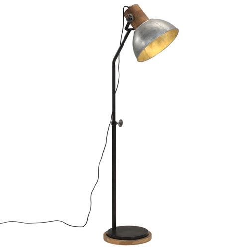 vidaXL Lampadaire 25 W argent vintage 30x30x100-150 cm E27, lampe, lampe sur pied, lampe industrielle, lumière, lampe de lecture, éclairage