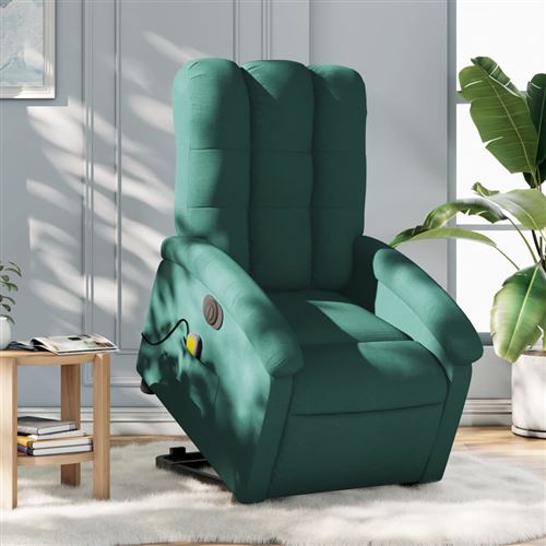 Non Communiqué Vert Vidaxl Fauteuil De Relaxation, Massage, Inclinable Électrique Réglable Tissu Foncé