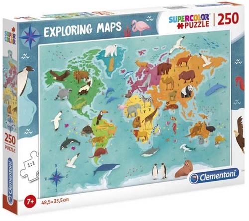 Clementoni puzzle Exploring Maps: Animaux 250 pièces