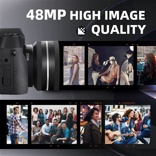 Appareil photo numérique NBD 4K 48MP pour la photographie, appareil photo  compact pour  avec écran rabattable, autofocus, zoom numérique