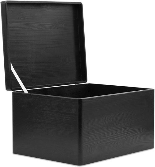 Creative Deco Caisse Bois Rangement Noir, 40 x 30 x 13 cm (+/- 1cm), Boîte de rangement Bois avec Poignées, Boite Rangement Cuisine, Caisse de  Rangement bureau