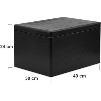 Creative Deco Caisse Bois Rangement Noir, 40 x 30 x 13 cm (+/- 1cm), Boîte  Rangement Bois, Boite bois, Casier Rangement, Boite Rangement Cuisine