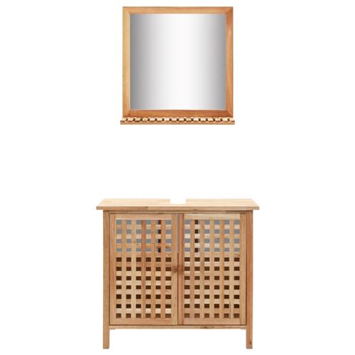 vidaXL Armoire pour lavabo avec miroir Bois de noyer massif