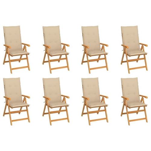 Vidaxl Beige Chaises De Jardin Inclinables - Coussins - Image 3