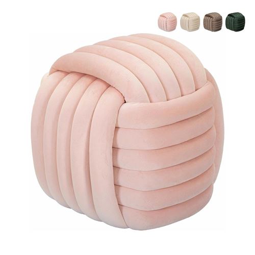Non Communiqué Rose Pouf Design Tressé Rembourré En Velours Style Moderne Softy