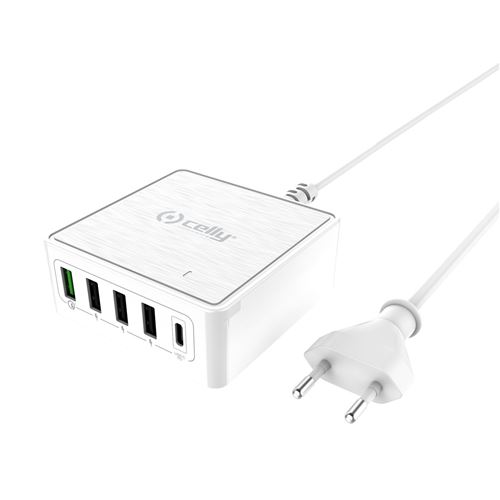 Celly PSUSBC60WWH chargeur d appareils mobiles Universel Blanc Secteur Charge rapide Intérieure