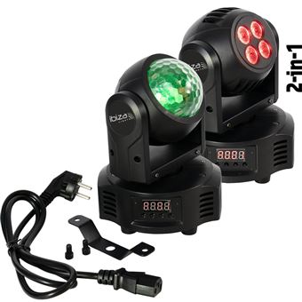 Jeu de lumière Lyre << double face >> Ibiza Light MH-ASTRO-WASH 14/18 canaux DMX, Stroboscope, Dimmer, LED RGBW - 1