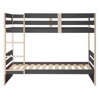 Lits Superposés 90x190cm Gris Anthracite et Naturel - PERAUD - ALTOBUY - 1