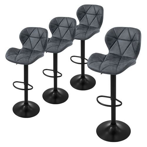 Non Renseigné Ml-Design Lot De 4 Tabourets De Bar En Simili Anthracite Rembourrées Avec Dossier Et Repose-Pieds Hauteur Réglable 59-79 Cm Pivotante À 360° Chaise - Image 3