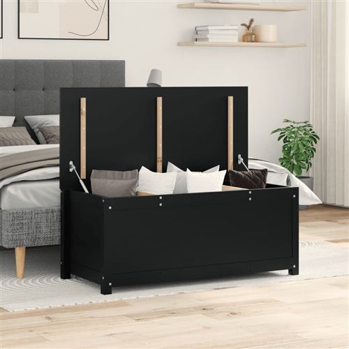 vidaXL Boîte de rangement Noir 110x50x45,5 cm Bois massif de pin