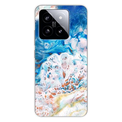 Coque en silicone imprimée compatible Xiaomi 14 Pro Marbre océan