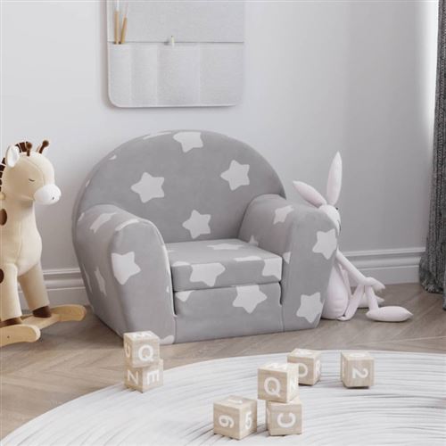 Vidaxl Gris/Clair Canapé Lit Pour Enfants Avec Étoiles Peluche Douce - Image 2