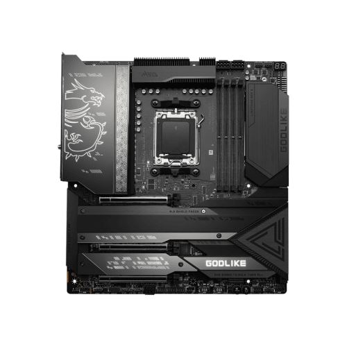 MSI MEG X670E GODLIKE - Carte-mère - ATX étendu - Socket AM5 - AMD X670 Chipset - USB 3.2 Gen 1 USB 3.2 Gen 2 USB-C 3.2 Gen2 USB-C 3.2 Gen 2x2 - 10 Gigabit LAN 2.5 Gigabit LAN Bluetooth Wi-Fi - carte graphique embarquée (unité centrale requise)