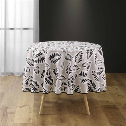Nappe Antitache Ronde Imprimé "Alma" 180cm Noir