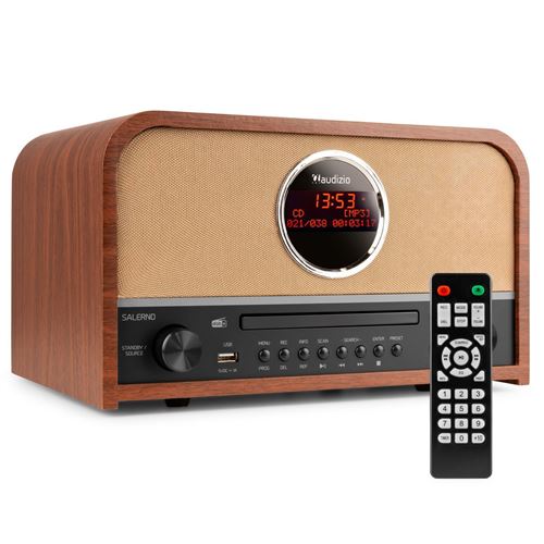 Audizio Salerno Radio Dab+ Avec Lecteur Cd - Bluetooth 5.0, Affichage LCD, Horloge Et Minuterie, Sortie Casque