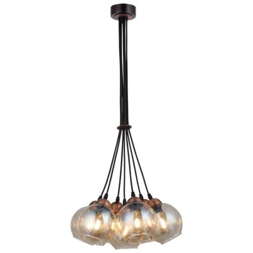 HOMEMANIA Lampe à Suspension Vivo - Lustre - Lustre de plafond - Noir, Cuivre en Métal, Verre, 45 x 45 x 100 cm, 7 x E27, 40 W