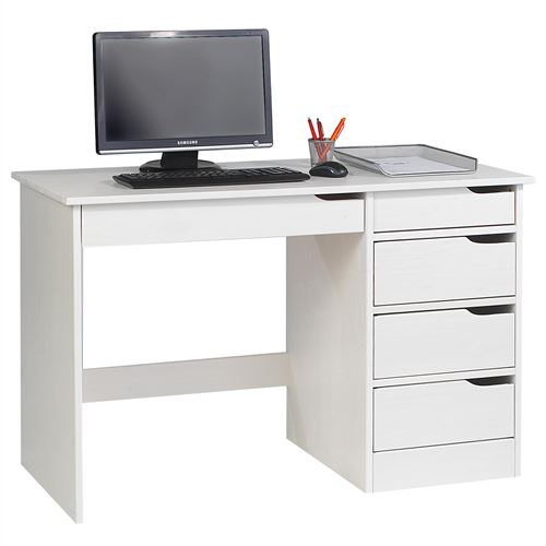 Bureau en pin massif HUGO, lasuré blanc