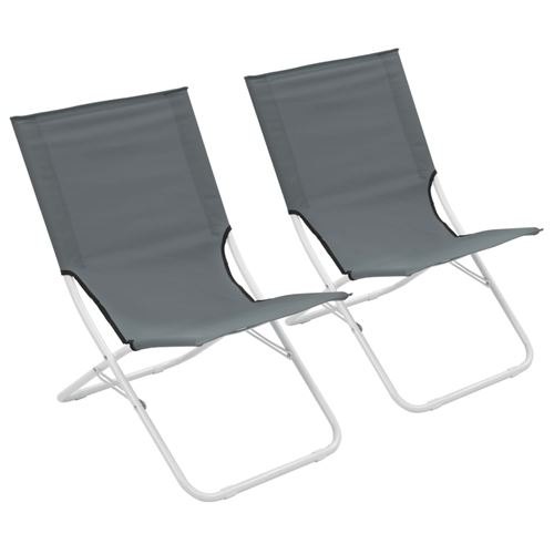 vidaXL Strandstoelen 2 st inklapbaar grijs