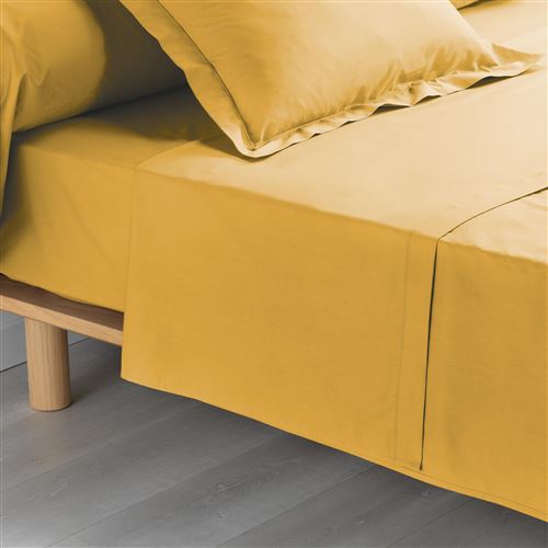 Drap plat 1 personne 180 x 290 cm percale uni 78 fils percaline +p. bourdon Miel