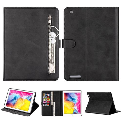 Etui en PU poche zippée avec support noir pour votre Apple iPad 2/3/4