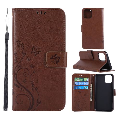Etui en PU papillon marron pour votre Apple iPhone XR 6.1 pouces (2019)