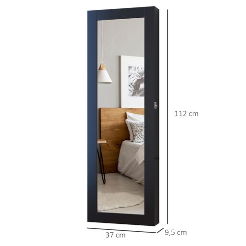 40 02 Sur Armoire A Bijoux Multi Rangements Design Contemporain Mural Avec Miroir 37l X 10l X 112h Cm Noire Achat Prix Fnac