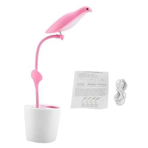 Lampe de Bureau/Table/Chevet/Lecture Style Oiseau Rechargeable ParUSB à LED Contrôle Tactile(Rosé)