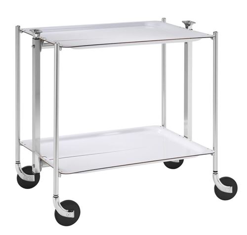 Table roulante pliable - 2 plateaux - blanc