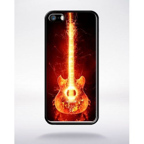 Coque blazing guitare compatible apple iphone 5 bord noir silicone
