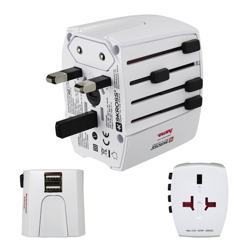Adaptateur de voyage MUV USB, 2 pôles