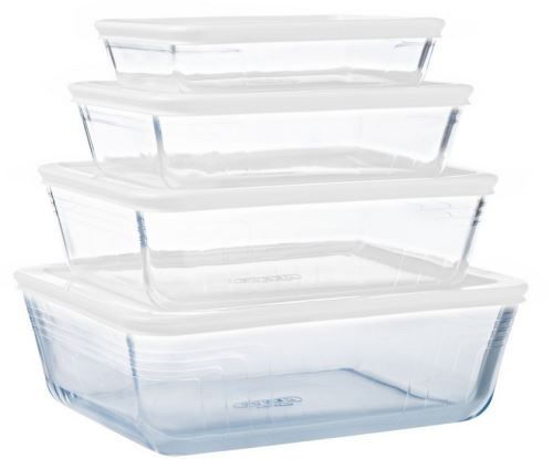 Lot de 4 boîtes de conservation en verre avec couvercles - 912S716/VP43 PYREX