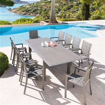 Table Allure 10 Personnes Hesperide Alu Effet Bois Muscade