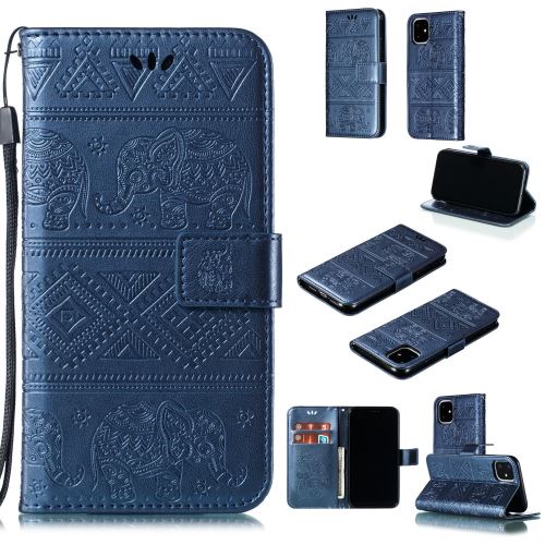 Etui en PU l'éléphant bleu foncé pour votre Apple iPhone XR (2019) 6.1 pouces
