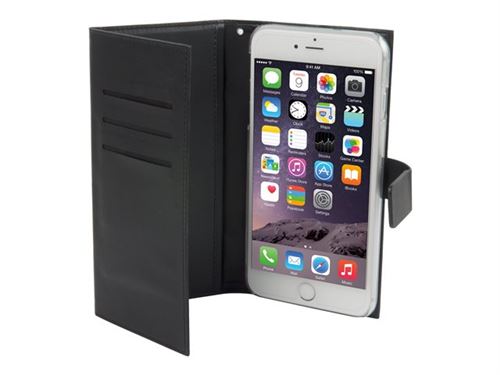 Muvit Magnet Wallet - Flip cover voor mobiele telefoon - zwart - voor Apple iPhone 6, 6s
