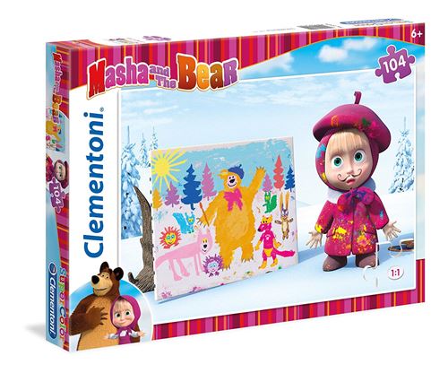 Clementoni - 27924-Puzzle 104p - Masha and the bear-Puzzles