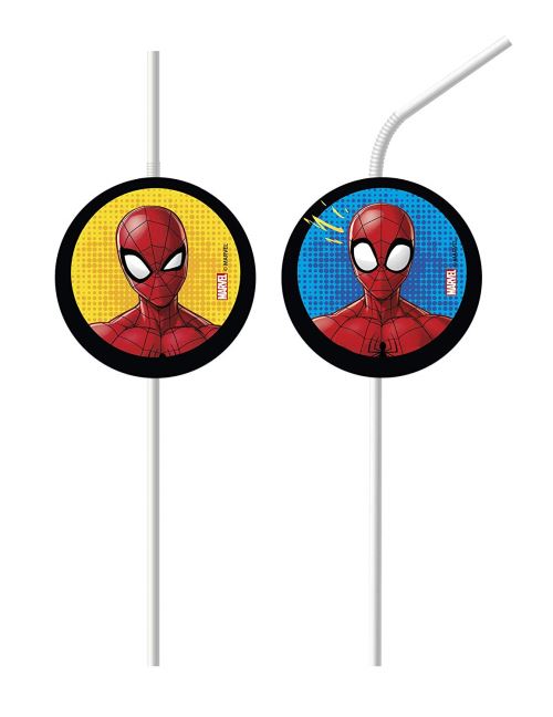 Lot de 6 pailles Spiderman multicolore PR89405