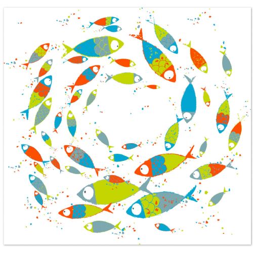 Nappe en coton Les petits Poissons 150 x 150 cm
