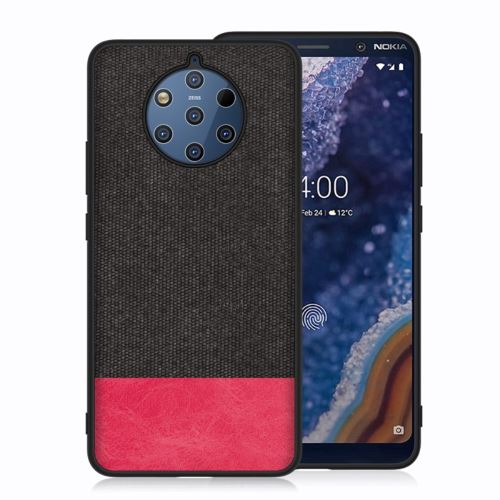 Etui en PU torchon noir/rouge pour votre Nokia 9 PureView