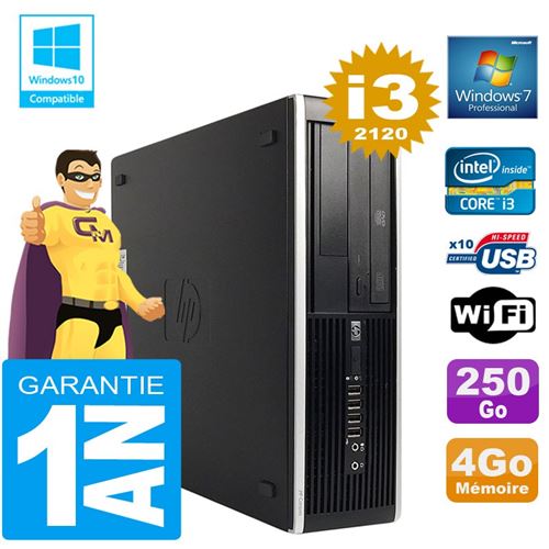 Pc hp compaq 8300 sff core i3-2120 ram 4go disque 250 go graveur dvd wifi w7