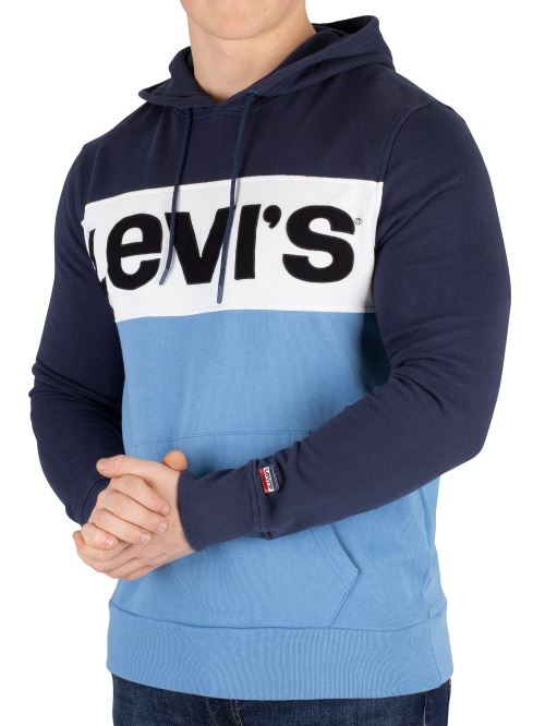 Levi's Homme Pull à capuche Colorblock, Bleu