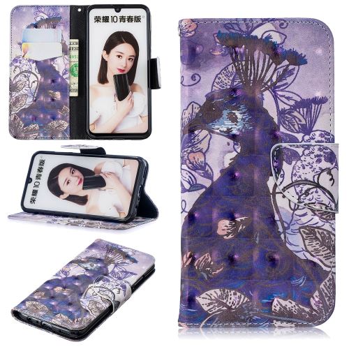Etui en PU impression de motifs décor de points lumineux avec support prétentieux pour votre Huawei P Smart (2019)/Honor 10 Lite