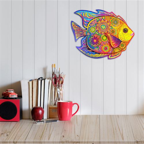 Puzzle,En bois,Forme de poisson,5 mm d'épaisseur,122 Pièces - Multicolore