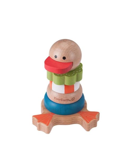 Everearth Anneaux d'empilage en bois canard multicolore 13 cm