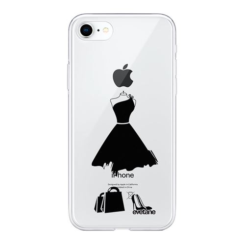 Coque pour iPhone 7/8/ iPhone SE 2020 souple transparente My little black dress Motif Ecriture Tendance [®]