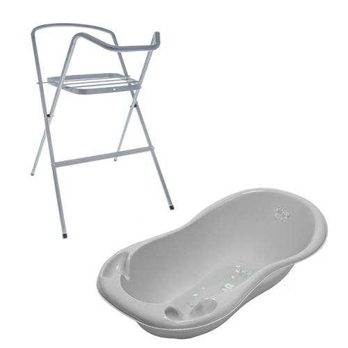 Baignoire b&eacute;b&eacute; thermom&egrave;tre Gris Owls 86 cm + Pieds