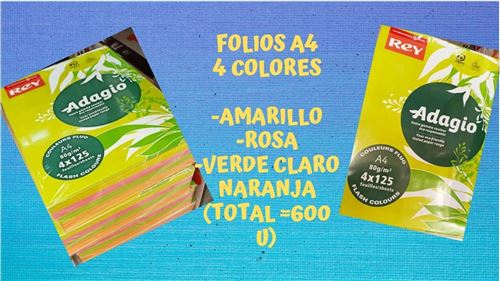 Papyrus Adagio Ramette 125 feuilx4 papier couleur pour imprimante laser/jet d'encre/copieur A4 Assortis fluo
