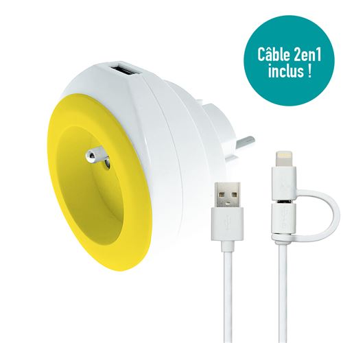 Watt&Co Jaune Watt And Co - Prise Bewatt + Chargeur Usb - Image 1