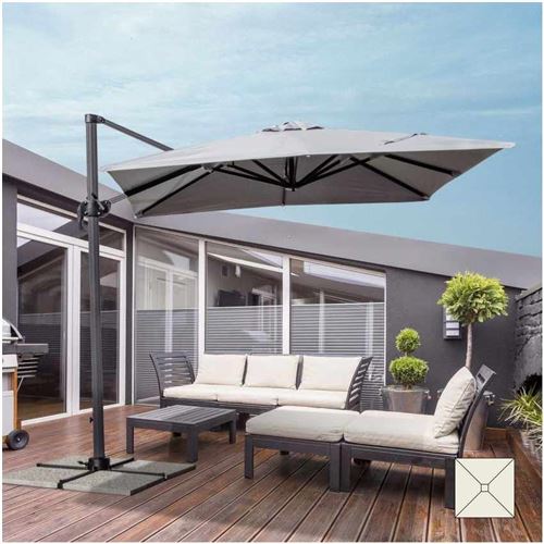 Elios Parasols - Parasol de jardin est de 2.5 mètres carré bras en aluminium bar hôtel Paradise, Styles: sans volant