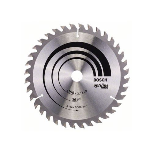 Lame De Scie Circulaire Optiline Wood 190 X 20/16 X 2,6 Mm, 36 Dents Bosch